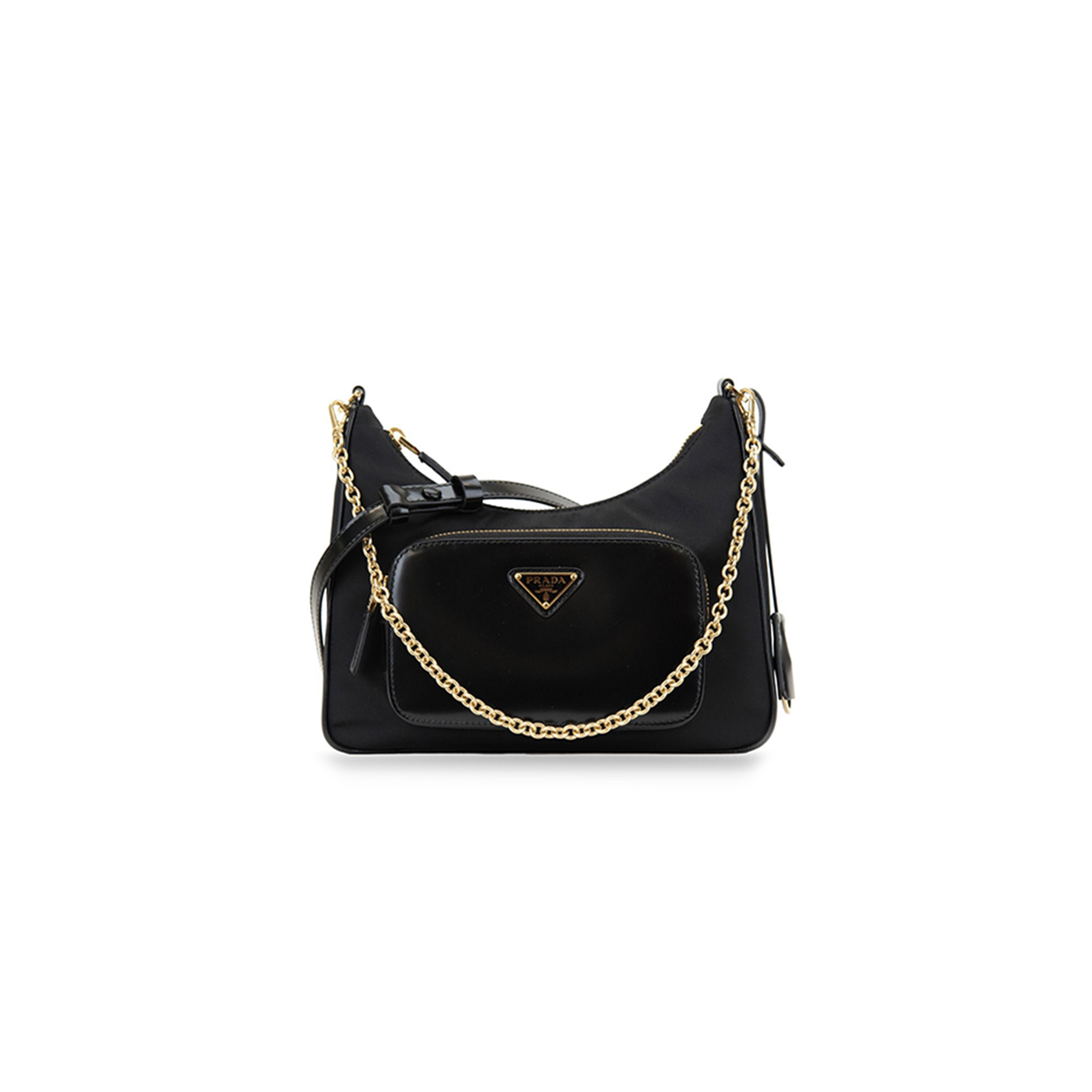 PRADA RE-NYLON AND BRUSHED-LEATHER MINI BAG 1BC198 (22.5*18.5*6.5cm)